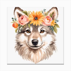 Floral Baby Wolf Nursery Illustration (46) Canvas Print