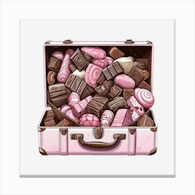 Pink Suitcase With Candy Canvas Print