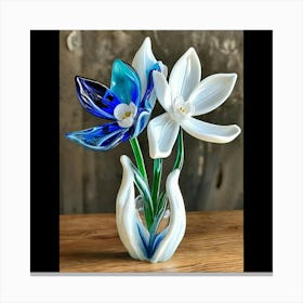 Blue And White Flowers Canvas Print