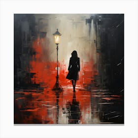 Woman Walking In The Rain 1 Canvas Print