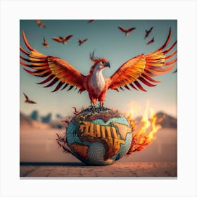 Bird On A Globe Canvas Print