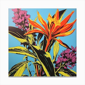 Bird Of Paradise 1 Pop Art Illustration Square Canvas Print