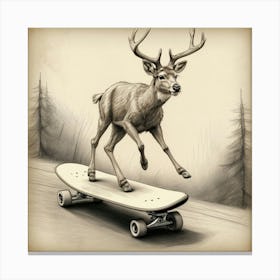 Deer On Skateboard 3 Canvas Print