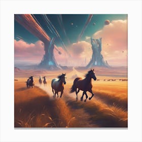 Horses In Space Canvas Print