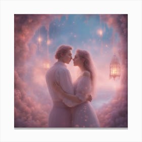 Dreamy Portrait Of A Cute Loving Couple In Magical Scenery, Pastel Aesthetic, Surreal Art, Hd, Fanta Canvas Print