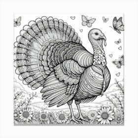 Line Art turkey Canvas Print