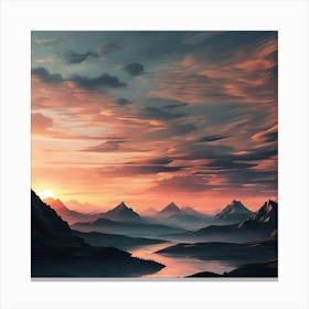 Nature Magic: Mountains with Sunset Canvas Print