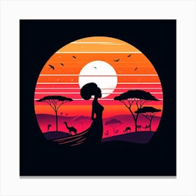 African Woman Silhouette At Sunset Canvas Print