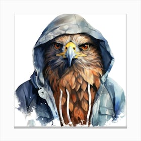 Watercolour Cartoon Falcon In A Hoodie 3 Canvas Print