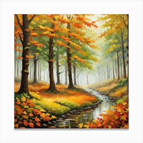 Forest In Autumn In Minimalist Style Square Composition 280 Canvas Print