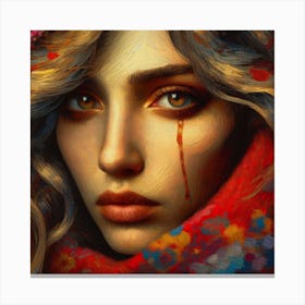 Girl With Tears On Her Face Canvas Print
