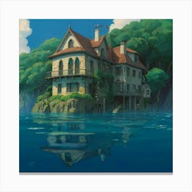 Default Cozy Mansion Under The Water Studio Ghibli Film By Hay 1 Canvas Print