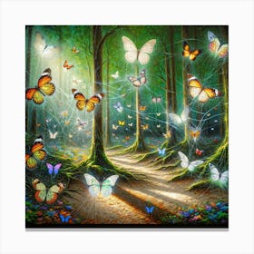 Butterflies In A Forest Canvas Print