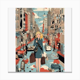 Girl In A City Canvas Print