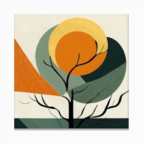 Sun And A Tree Abstract Drawing Canvas Print