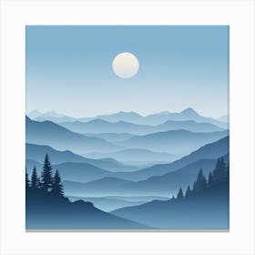 Misty mountains background in blue tone 68 Canvas Print