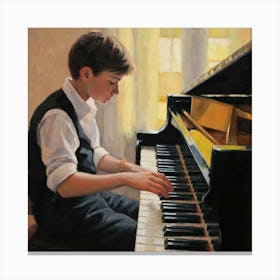 Boy Playing Piano Canvas Print