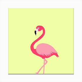 Flamingo On Yellow Canvas Print