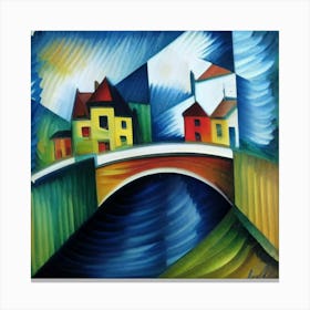 Bridge over the river surrounded by houses 20 Canvas Print