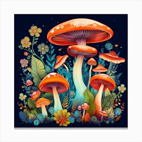 Mushrooms In The Forest 96 Canvas Print