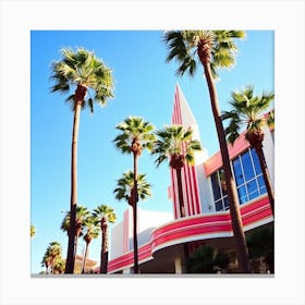 Palm Trees In Front Of A Building Canvas Print