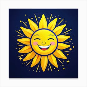 Lovely smiling sun on a blue gradient background 45 Canvas Print