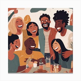 A group of friends from different backgrounds and cultures 3 Canvas Print