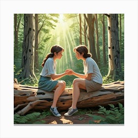 Couple Sitting Together Art Print (4) Canvas Print