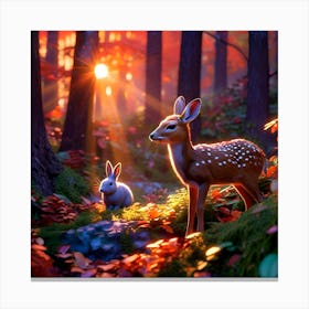 Deer In The Forest Canvas Print