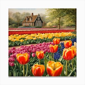 Tulips In The Garden 10 Canvas Print