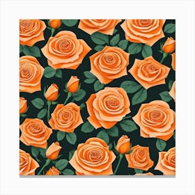 Orange Roses Pattern Canvas Print