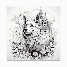 Dog In A Castle Canvas Print