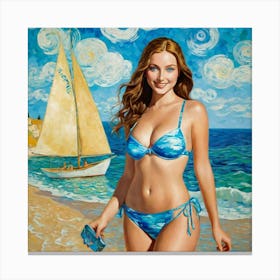 Girl In A Bikinit Canvas Print