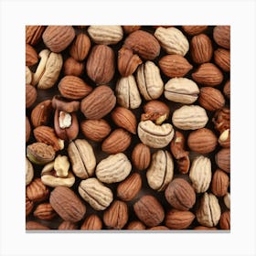 Nuts On A Wooden Table Canvas Print