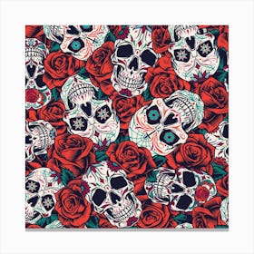 Vintage Day Dead Seamless Pattern Canvas Print