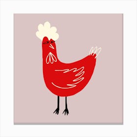 Strange Red Chicken With Stupid Face Canvas Print