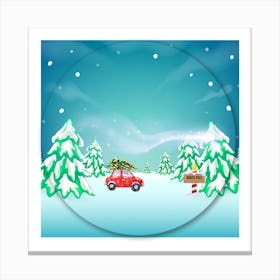 Christmas Tree In The Snow Canvas Print
