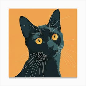 Black Cat With Yellow Eyes 1 Canvas Print