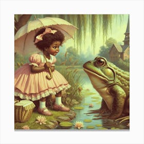 Frog And Girl Canvas Print