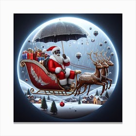 Black Santa with umbrella Canvas Print