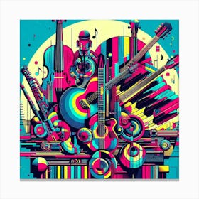 Abstract collage of musical instruments Canvas Print