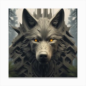 Wolf In The Woods 58 Canvas Print