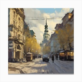 Street Scene In Prague Canvas Print