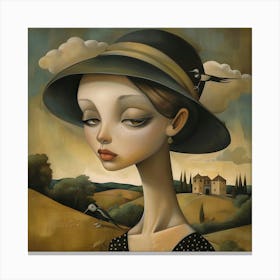 Girl In A Hat 5 Canvas Print