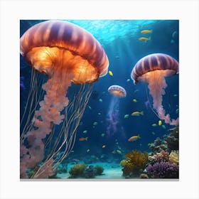 Jellyfish In The Ocean Canvas Print