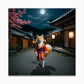 Fox In Kimono Canvas Print