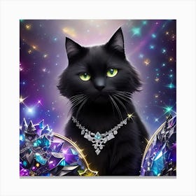 Black Cat With Jewels 1 Canvas Print