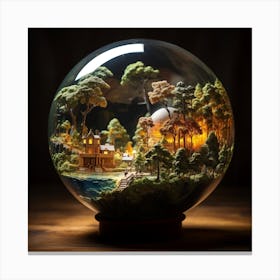 Miniature Village In A Glass Ball Canvas Print