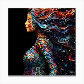 Maraclemente 3d Mosaic Black Mermaid Curly Long Hair Vibrant Me D9a853e1 92fa 4f49 Bc54 Ab925aed7c74 Canvas Print