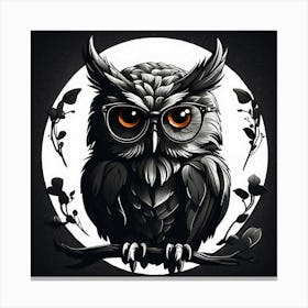 Owl With Glasses Canvas Print